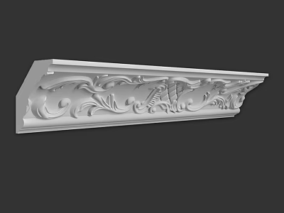 Ornamental Architectural Component with Intricate Carved Patterns and White Finish 3d model