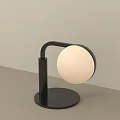 Modern Black Desk Lamp With Curved Arm And Round White Shade