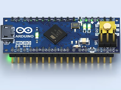 Arduino Micro Industrial Development Board With Microcontroller USB Interface LED Indicator And Digital Pins 3d model