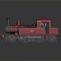 Detailed Red Vintage Steam Train Model With Classic Chimney And Wheels