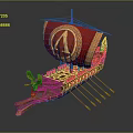 Chinese-style ship ancient ship ancient warship large ancient ship ancient warship 3d model