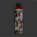 Rusty Red And White Gas Cylinder Isolated On Dark Background