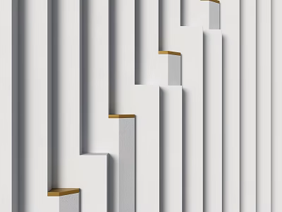 Modern White Feature Wall With Vertical Stripes And Gold Accents For Contemporary Spaces 3d model