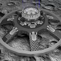 Lunar Surface Installation With Earth Connection And Starry Sky Background