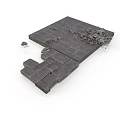Modern Urban Ground With Damaged Brick Floor And Scattered Broken Bricks