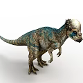 Dinosaur With Bumpy White Head Blue Green Patterned Body In Standing Posture And Textured Skin
