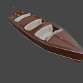 Classic Wooden Boat With Leather Seats And Smooth Wooden Surface Design