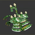 Two Green Metallic Mechanical Game And Movie Characters With Spherical Heads Limb Joints