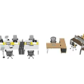 Modern Office Desks With Single And Multiple Workstations And Matching Chairs