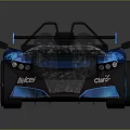 Blue Open Top Race Car With Sporty Design Chasis Branding And Aerodynamic Body