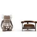 Brown Upholstered Leisure Chair With Armrest And Wooden Frame For Modern Living Room