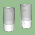 Two Modern Cylindrical Humidifiers With Transparent Water Tank And Control Buttons