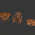 Traditional Wooden Furniture Set With Round Table Chair And Side Table