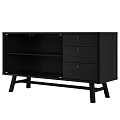 Wooden Console Cabinet Sideboard With Drawers And Open Shelves Modern Design