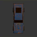 Rusty Blue Orange Vintage Muscle Car With Flame Decals Design