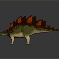 Detailed Stegosaurus Dinosaur Model With Green Brown Body And Red Back Plates