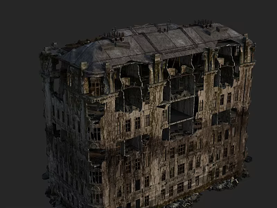 Abandoned European Architecture With Dilapidated Facade And Old Stone Walls 3d model