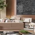 Modern Leisure Area With Large Bookshelves Cozy Sofas Coffee Tables And Green Plant