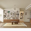Warm Mid Century Style Living Dining Room With Comfortable Green Sofa And Elegant Wall Decorations