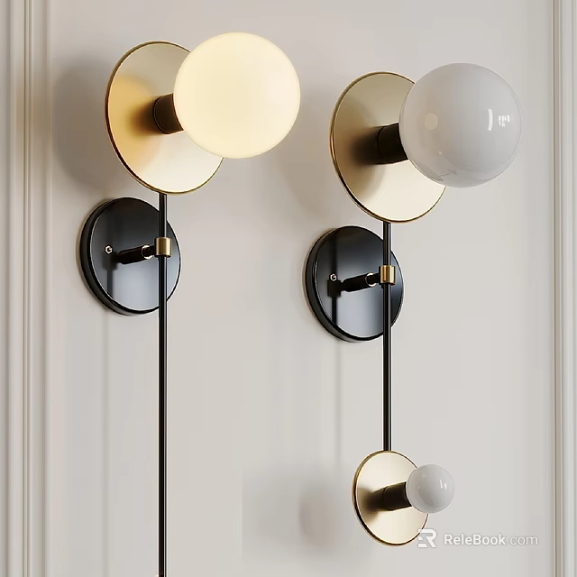 Modern Wall Lamps Design With Spherical Shades And Metal Elements For Home Decor 3d model 