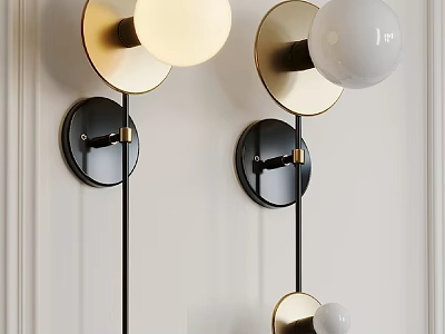 Modern Wall Lamps Design With Spherical Shades And Metal Elements For Home Decor 3d model