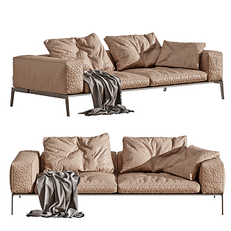 Leather double sofa Modern double sofa 3d model