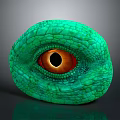 Reptilian Eye With Green Textured Scales Orange Iris And Black Pupil