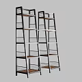 Tall Multi Tiered Shelving Unit With Black Frame And Wooden Wire Racks
