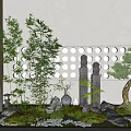 Plant landscape sketch courtyard landscape sketch landscape tree 3d model