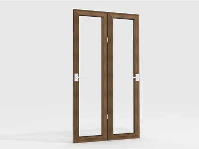 Modern Wooden Casement Windows With Glass Panels And White Hardware Handles 3d model