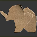 Handmade Origami Elephant Craft Figure Made From Brown Paper With Shiny Surface