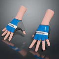 Blue And Gray Half Finger Cycling Gloves With Good Feel Brand Logo