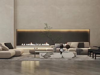 Modern House Silent Fabric Sofa Coffee Table Combination Leisure Recliner 3d model