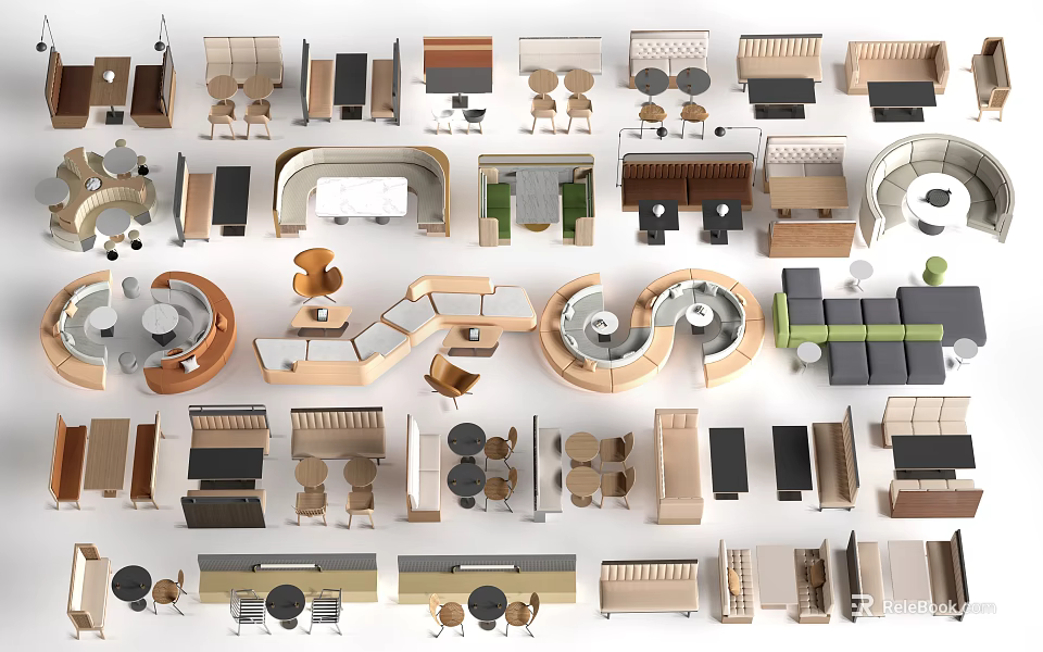 Modern Sofa Set Collection With Various Designs Neutral Colors And Matching Tables 3d model