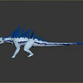 Fierce Mythical Dinosaur With Blue White Scales Crystalline Spiked Back And Red Tongue