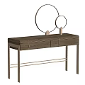 Modern Wooden Dressing Table With Double Mirrors Storage Drawers And Metal Legs