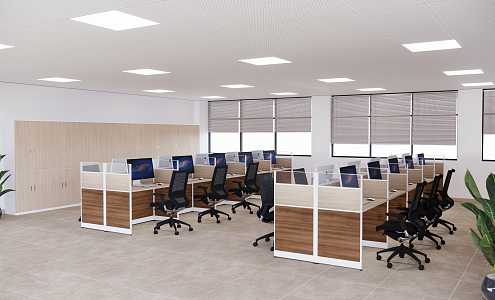 Modern public office area 3d model