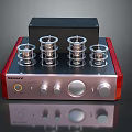 NOSUNNY Audio Amplifier With Vacuum Tubes Silver Knobs And Red Frame