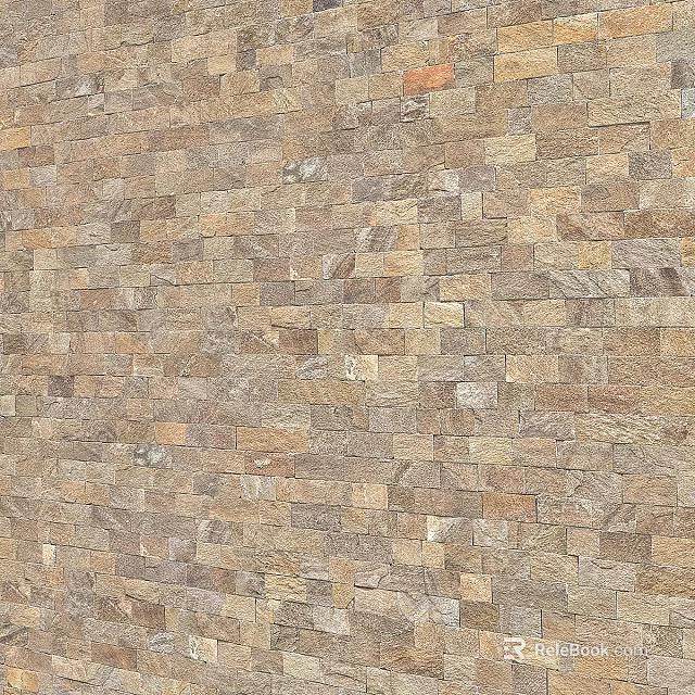 Natural Stone Wall Component With Interlocking Tiles And Brown Beige Hues 3d model 