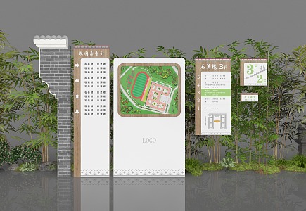 New Chinese Guide Campus Guide Sign Outdoor Guide Sign 3d model