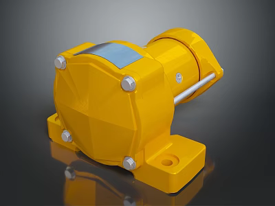 Yellow Heavy Duty Industrial Safety Switch With Square Base Metal Screws And Transparent Window 3d model
