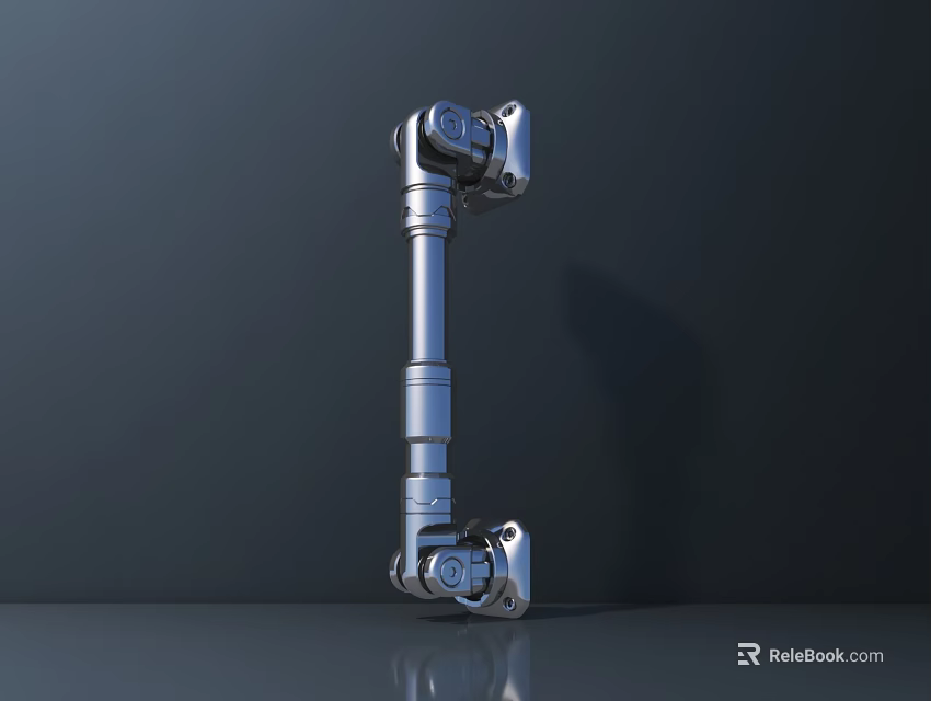 Intelligent Machine Robotic Arm With Multiple Joints On Dark Background And Reflective Floor 3d model 