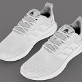 Adidas White Mesh Running Shoes With Three Stripe Design And Lace Up Closure