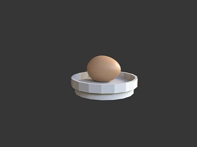 Fresh Brown Egg Displayed On White Octagonal Tray Against Dark Background 3d model