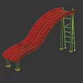 Red Curved Slide With Metal Ladder Stable Base Outdoor Playground Equipment For Kids