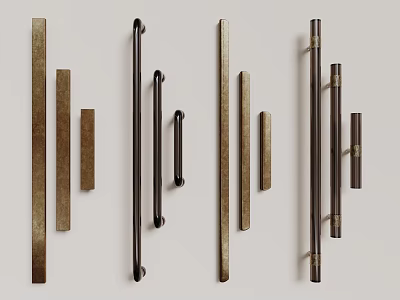 Assorted Cabinet Handles Collection With Various Sizes And Metal Finishes For Home Furniture 3d model