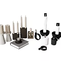 Minimalist Black And White Geometric Decorative Ornament Set With Candle Holders Candles For Tabletop Home Decor