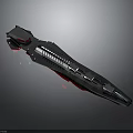 Streamlined Futuristic Water Vehicle With Metallic Skeletal Frame And Red Accent Details