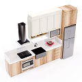 Modern Kitchen Cabinets In Wooden And White With Stainless Steel Appliances Countertop And Sink