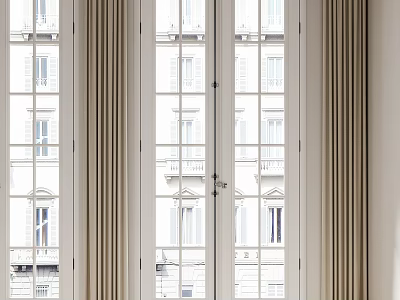 French double door balcony door 3d model